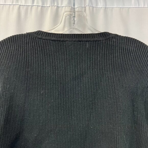 Cabi Womens Black Ribbed Long Sleeve Round Neck Crosstie Pullover Sweater XS - Picture 8 of 10
